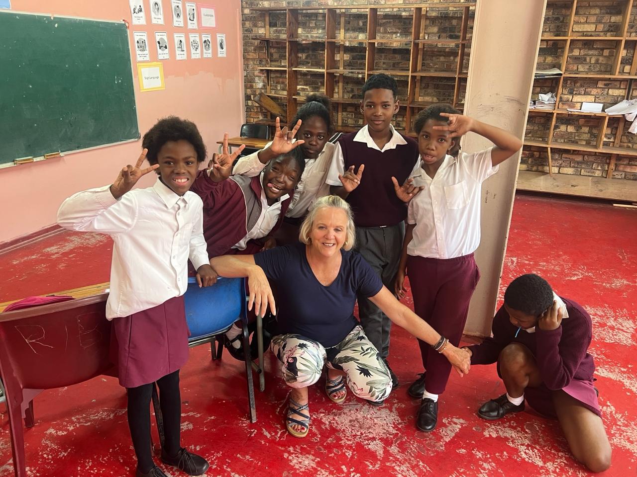 Ingrid Parkin with Deaf learners during her work in Deaf education. Picture: Supplied