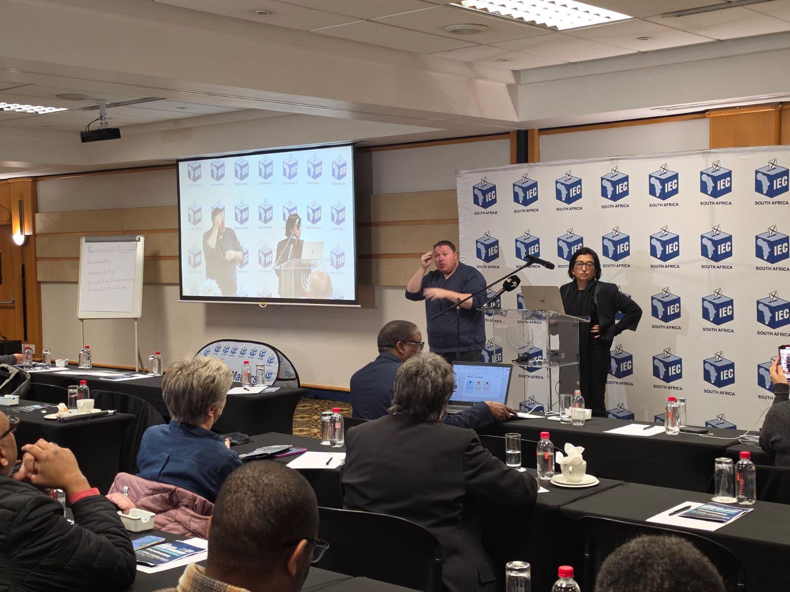 IEC Commissioner Judge Dhayanithie Pillay addresses delegates at the disability sector workshop held at the Garden Court in Cape Town on Wednesday. Picture by IEC